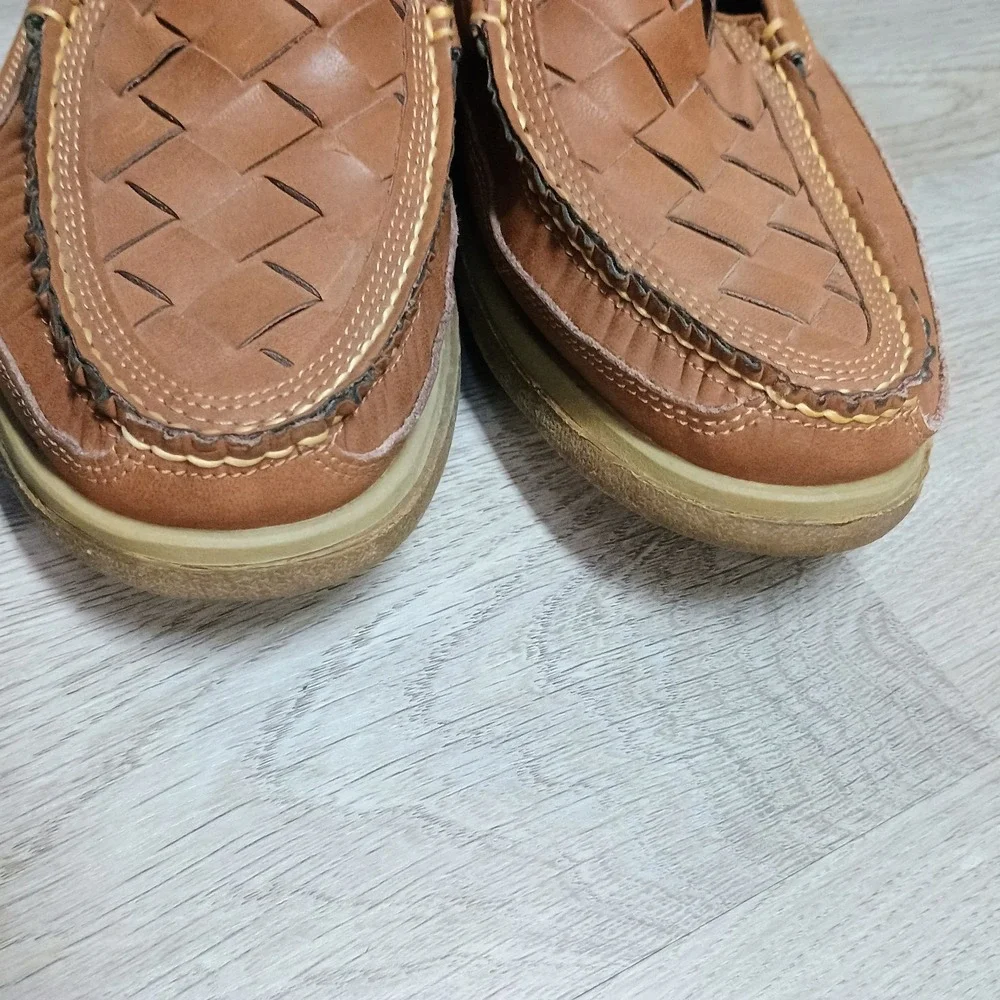 Freeman Brown Woven Loafer Leather Port 4994 Rubber Sole Size 10